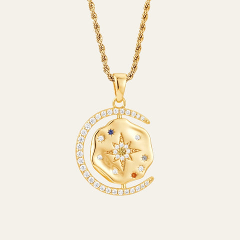My Sun Moon & Stars Necklace Rope Chain - Gold