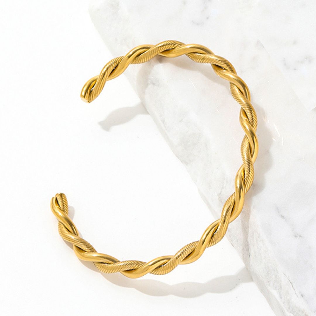 timeless gold bangle with a rope design