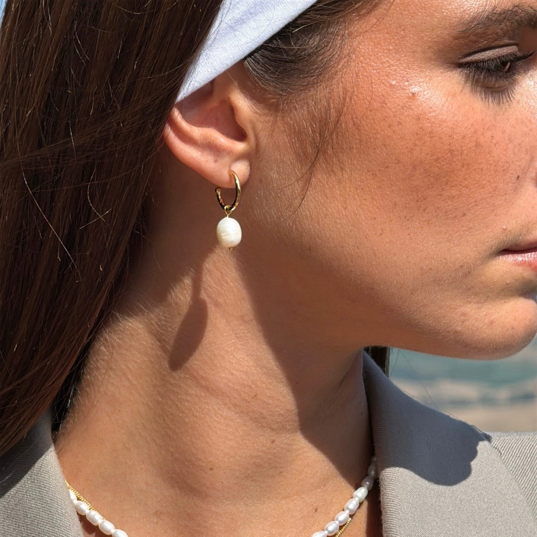Lunel Pearl Hoop Earrings