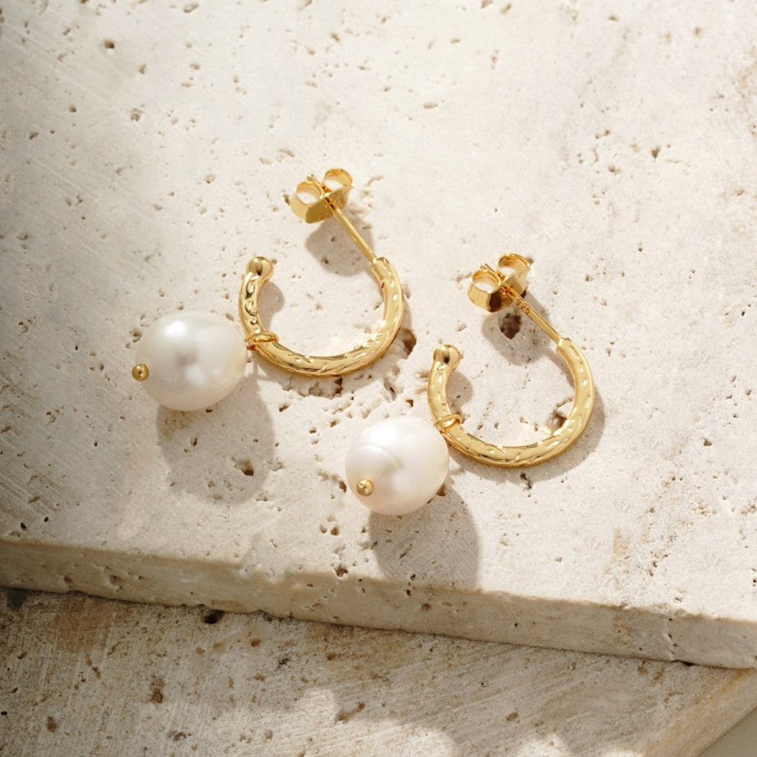 Lunel Pearl Hoop Earrings