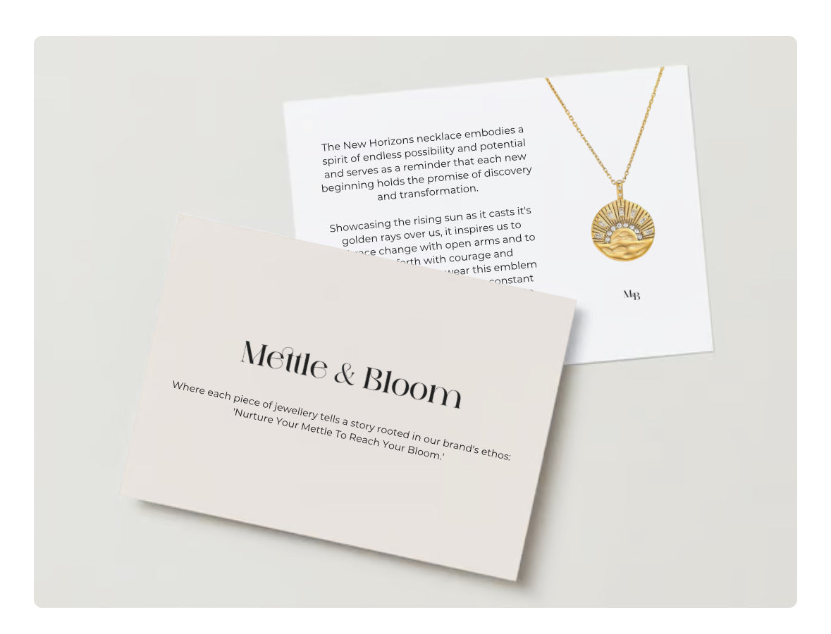 the new horizons necklace empowers us to welcome new horizons and new challenges. It guides us towards newness with confidence and resilience. This necklace is perfect for someone who is entering into a new chapter of her life. 