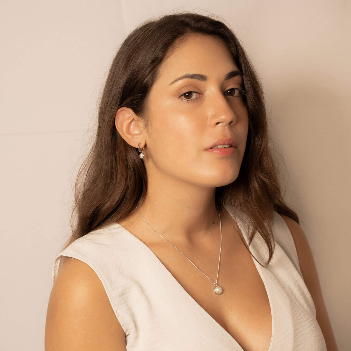 Lilia Pearl Necklace in Silver