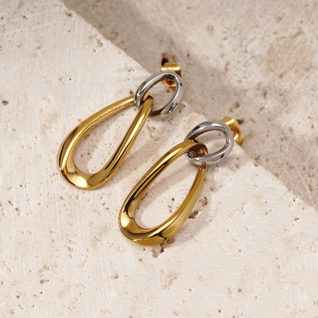 Duet Drop Earrings - Two Tone