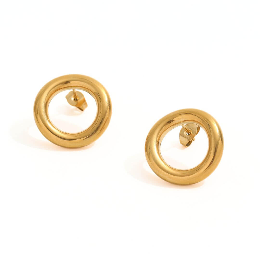 large circle shaped studs that are water resistant and tarnish resistant