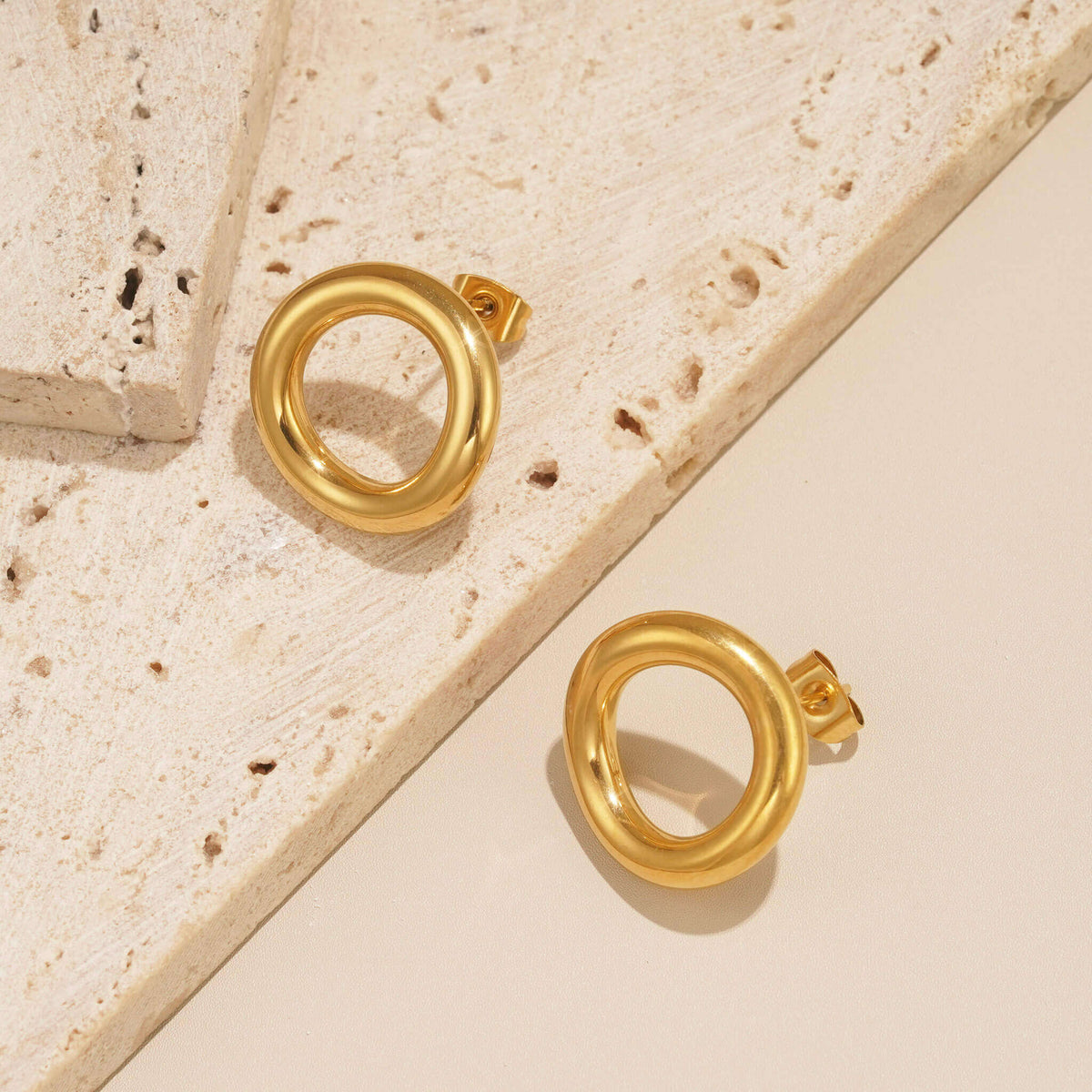 large circle shaped studs that are water resistant and tarnish resistant