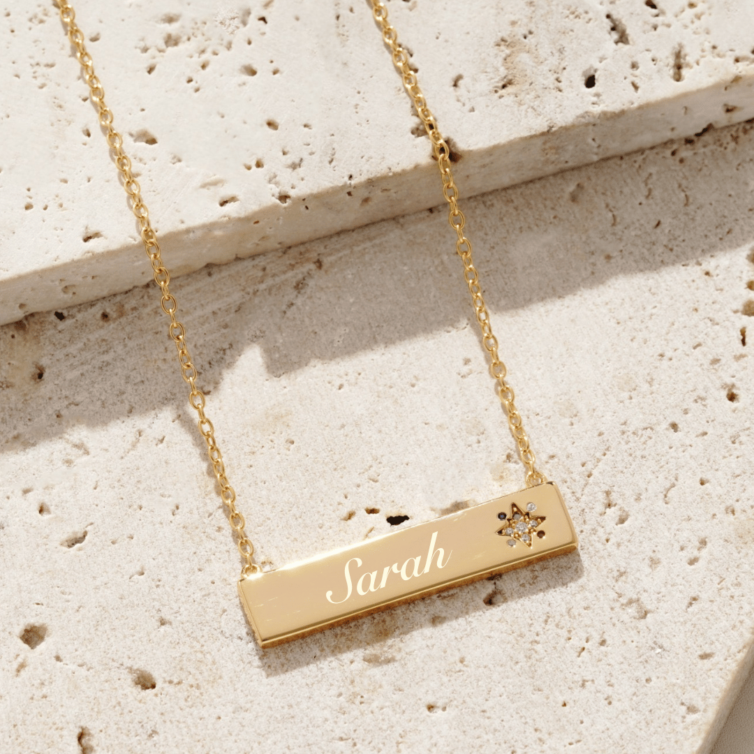 Engravable My Sun, Moon & Stars Bar Necklace
