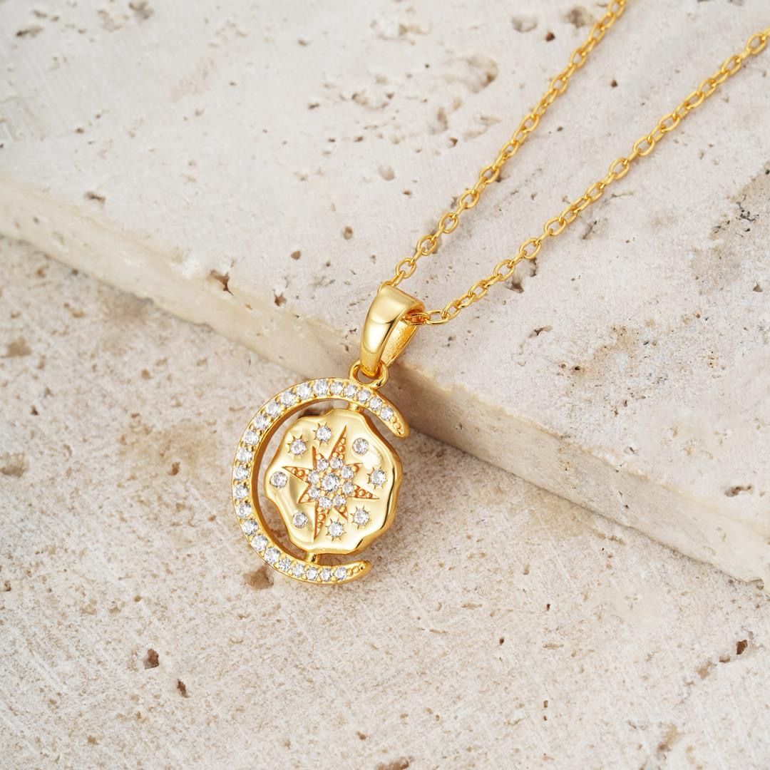 Mini My Sun, Moon & Stars Necklace - Gold