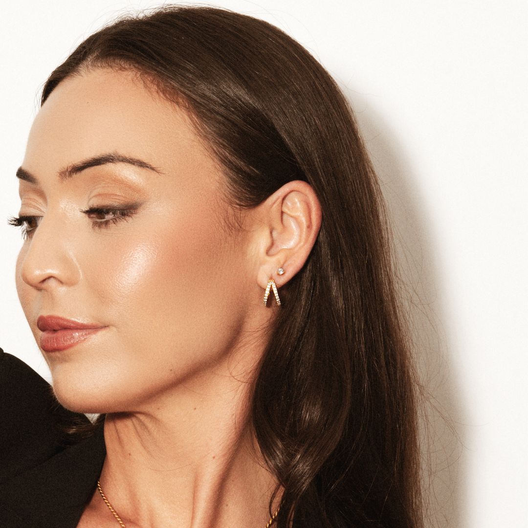 Mosaic Hoop Earrings - Gold