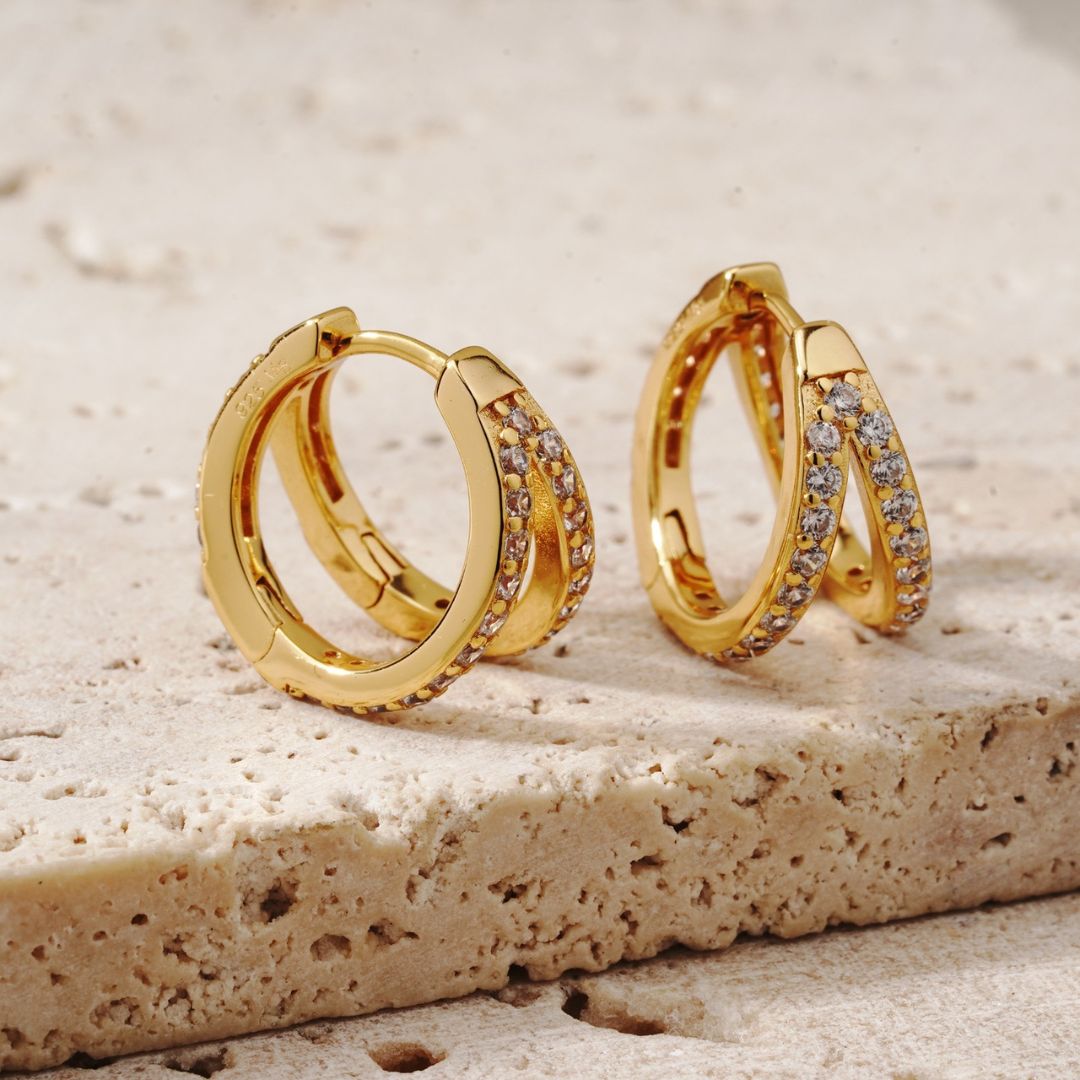 Mosaic Hoop Earrings - Gold