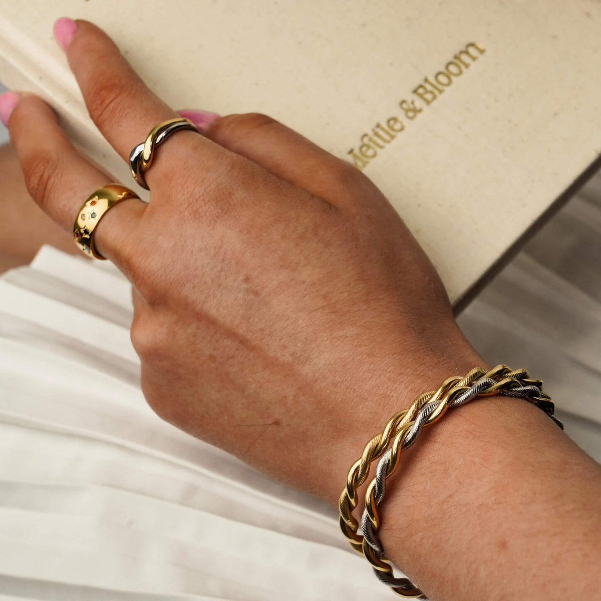 timeless gold bangle with a rope design