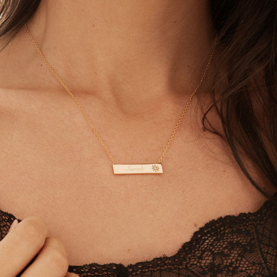 Engravable My Sun, Moon & Stars Bar Necklace