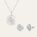 My Sun Moon & Stars Necklace & Studs Set - Silver