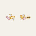sun shining days stud earrings with pink, orange and white zirconia stones