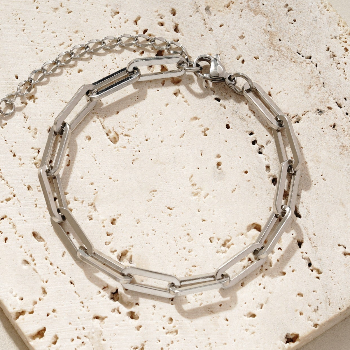 waterproof midi link bracelet in silver