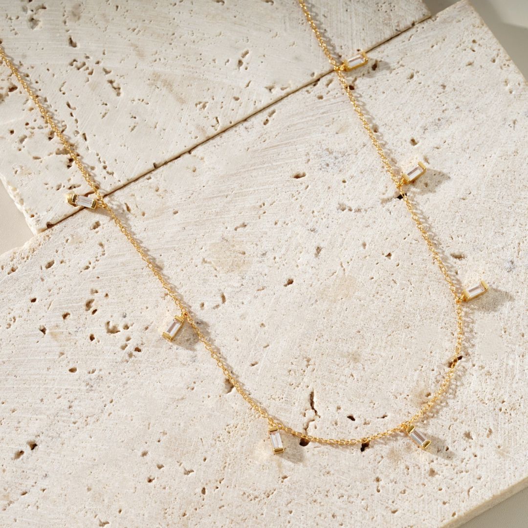 White Chakra Necklace in Gold